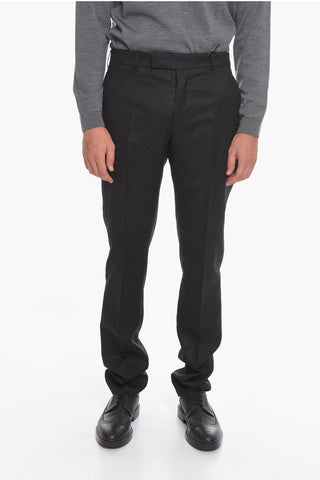 Lurex Straight-leg Pants with Jacquard VERSACE PLAQUE Motif