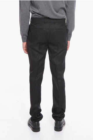 Lurex Straight-leg Pants with Jacquard VERSACE PLAQUE Motif