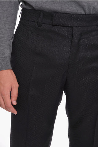 Lurex Straight-leg Pants with Jacquard VERSACE PLAQUE Motif