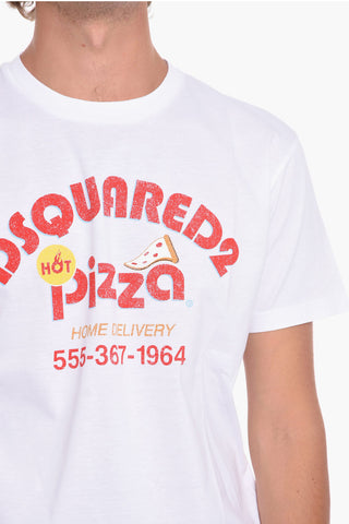 Crewneck T-shirt with Pizza Print