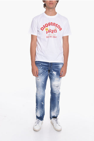 Crewneck T-shirt with Pizza Print