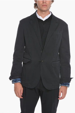 Blazer in Denim con Maniche a Doppio Strato