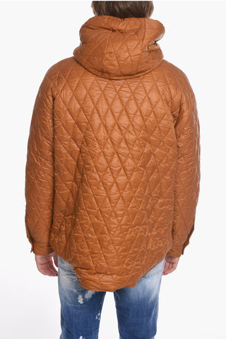 Quilted Shearling Jacket with Logo Patch
