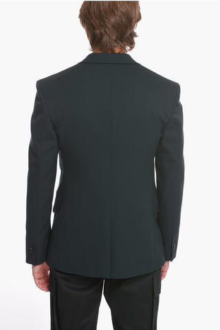 Wool Grain de Poudre Single-breasted Blazer with Notch Lapel