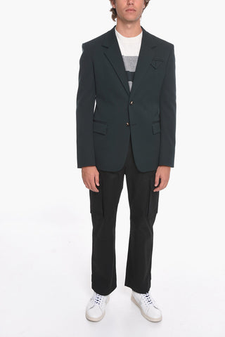 Wool Grain de Poudre Single-breasted Blazer with Notch Lapel