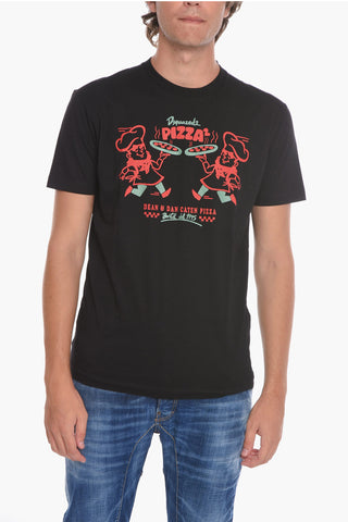 DEAN & DAN Crewneck T-shirt with Pizza Print