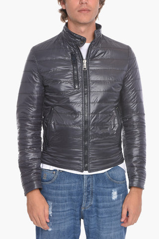 Giubbotto Trapuntato Reversibile in Pelle con Zip Frontale
