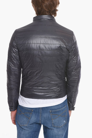 Giubbotto Trapuntato Reversibile in Pelle con Zip Frontale