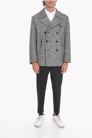 Peacoat Doppiopetto con Tasche a Toppa