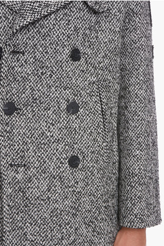 Peacoat Doppiopetto con Tasche a Toppa
