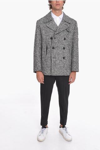Peacoat Doppiopetto con Tasche a Toppa