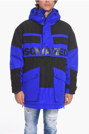 Zweifarbige Daunenjacke mit Maxi-Taschen