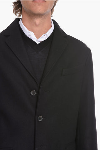 Virgin Wool Coat with Flap Pockets