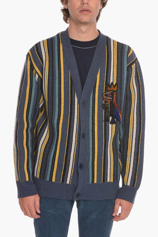 Bayadere Motif Wool Blend BASQUIAT Cardigan