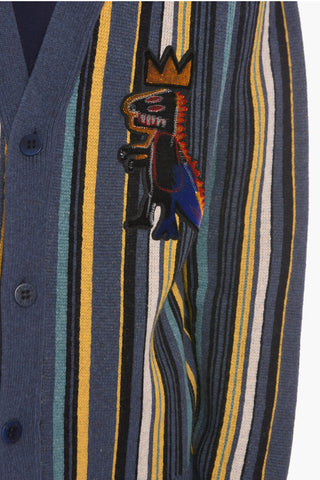 Bayadere Motif Wool Blend BASQUIAT Cardigan