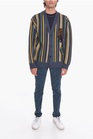 Bayadere Motif Wool Blend BASQUIAT Cardigan