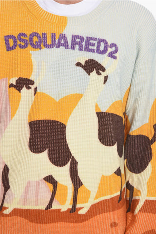 Maglia in Lana a Coste con Logo Grafico