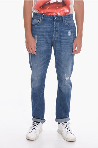 Jeans Regular fit in Denim Lavaggio Medio con Dettagli Distress
