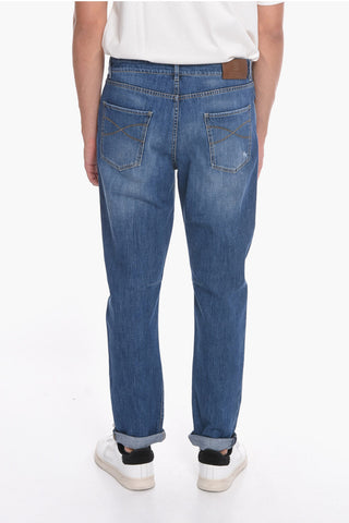 Jeans Regular fit in Denim Lavaggio Medio con Dettagli Distress