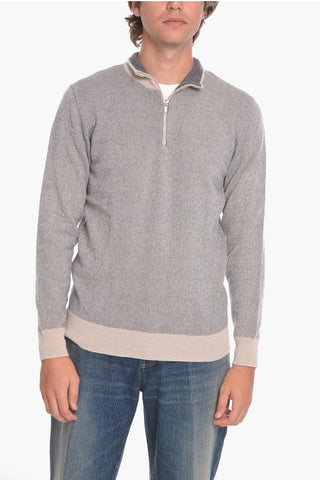 Maglia Zip-up a Righe in Lana e Cashmere