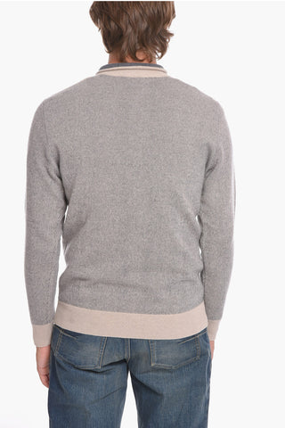 Maglia Zip-up a Righe in Lana e Cashmere