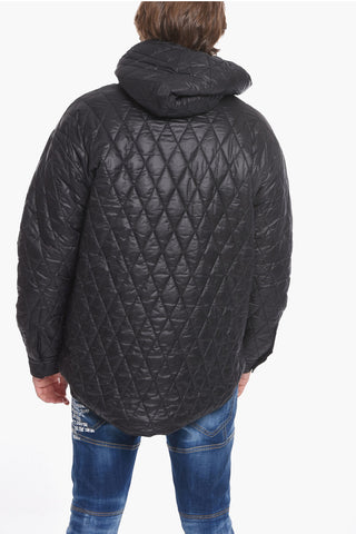 Quilted Shearling Jacket with Logo Patch