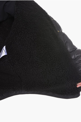Quilted Shearling Jacket with Logo Patch