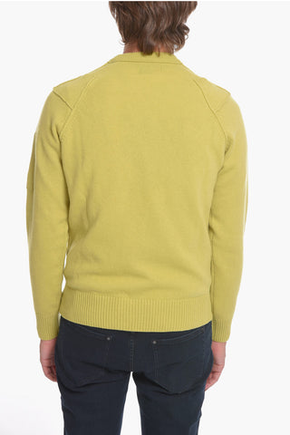Maglia Girocollo in Misto Lana con Cuciture a Vista
