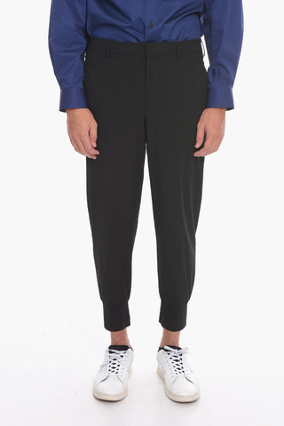 Low-waisted Trousers with Ribbed Cuffs