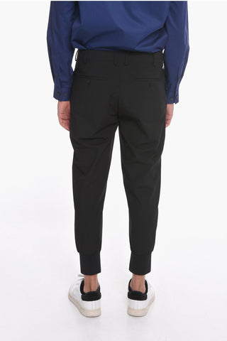 Low-waisted Trousers with Ribbed Cuffs