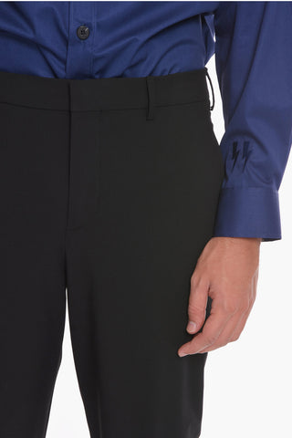 Low-waisted Trousers with Ribbed Cuffs