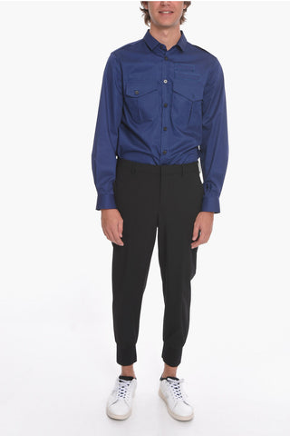 Low-waisted Trousers with Ribbed Cuffs