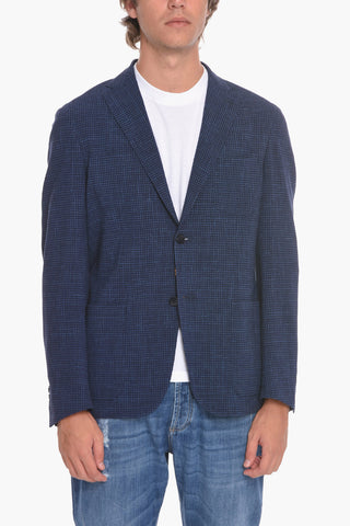 ID Virgin Wool Blend Blazer with Gingham Motif