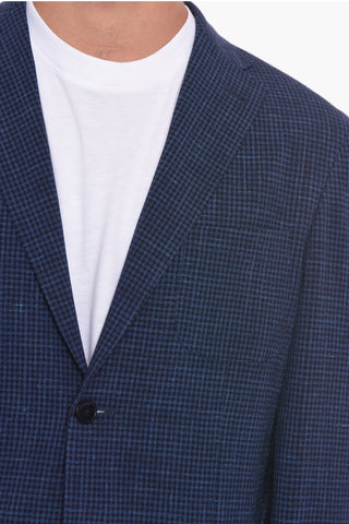 ID Virgin Wool Blend Blazer with Gingham Motif