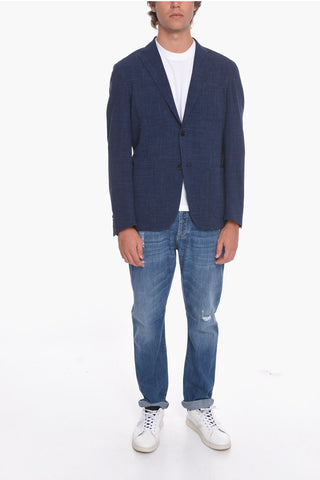 ID Virgin Wool Blend Blazer with Gingham Motif