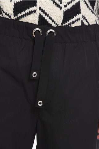Pantaloni Baggy in Popeline di Cotone Compatto con Coulisse alla Caviglia