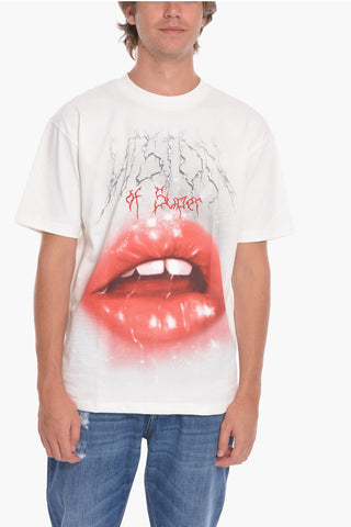 Crewneck T-shirt with Lip-print