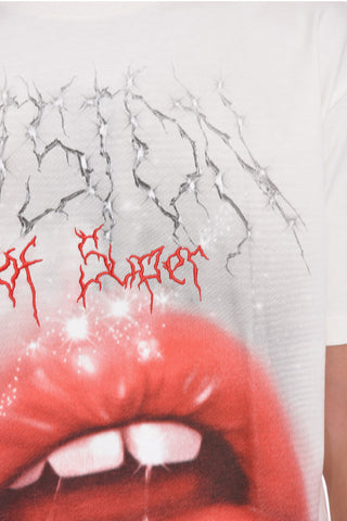 Crewneck T-shirt with Lip-print
