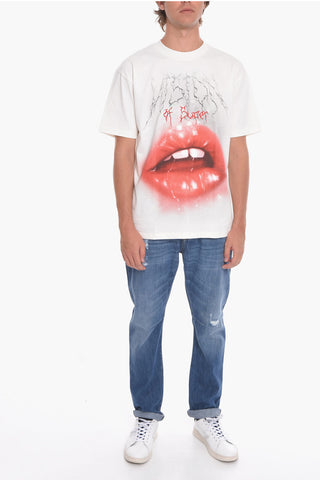 Crewneck T-shirt with Lip-print