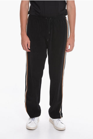contrasting side bands corduroy pants