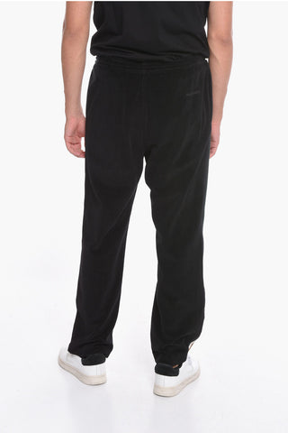 contrasting side bands corduroy pants
