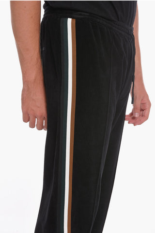 contrasting side bands corduroy pants