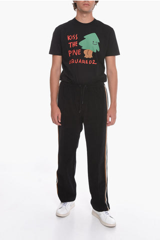 contrasting side bands corduroy pants