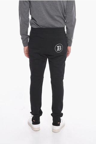 Joggers Biker in Cotone con Logo Lamè