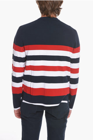 Crew Neck Awning Striped Cotton Sweater