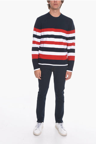 Crew Neck Awning Striped Cotton Sweater