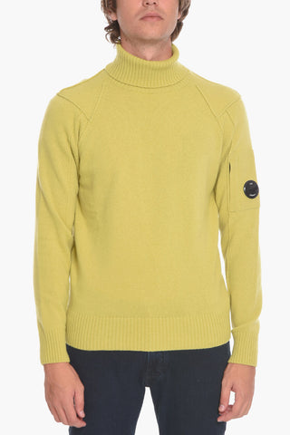 Maglia a Collo Alto in Misto Lana con Cuciture a Vista