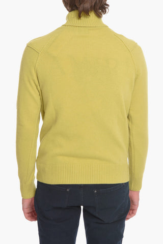 Maglia a Collo Alto in Misto Lana con Cuciture a Vista