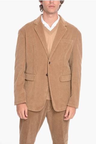Corduroy Blazer with Flap Pockets