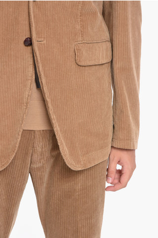 Corduroy Blazer with Flap Pockets